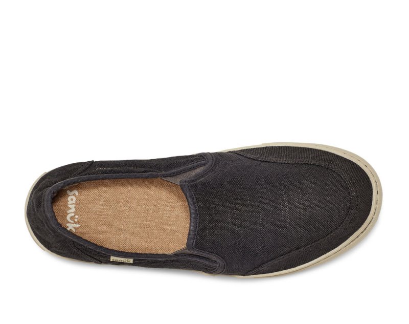 Sanuk Tideline Hemp Slip On Men's Sidewalk Surfers Black | Canada 223BEX